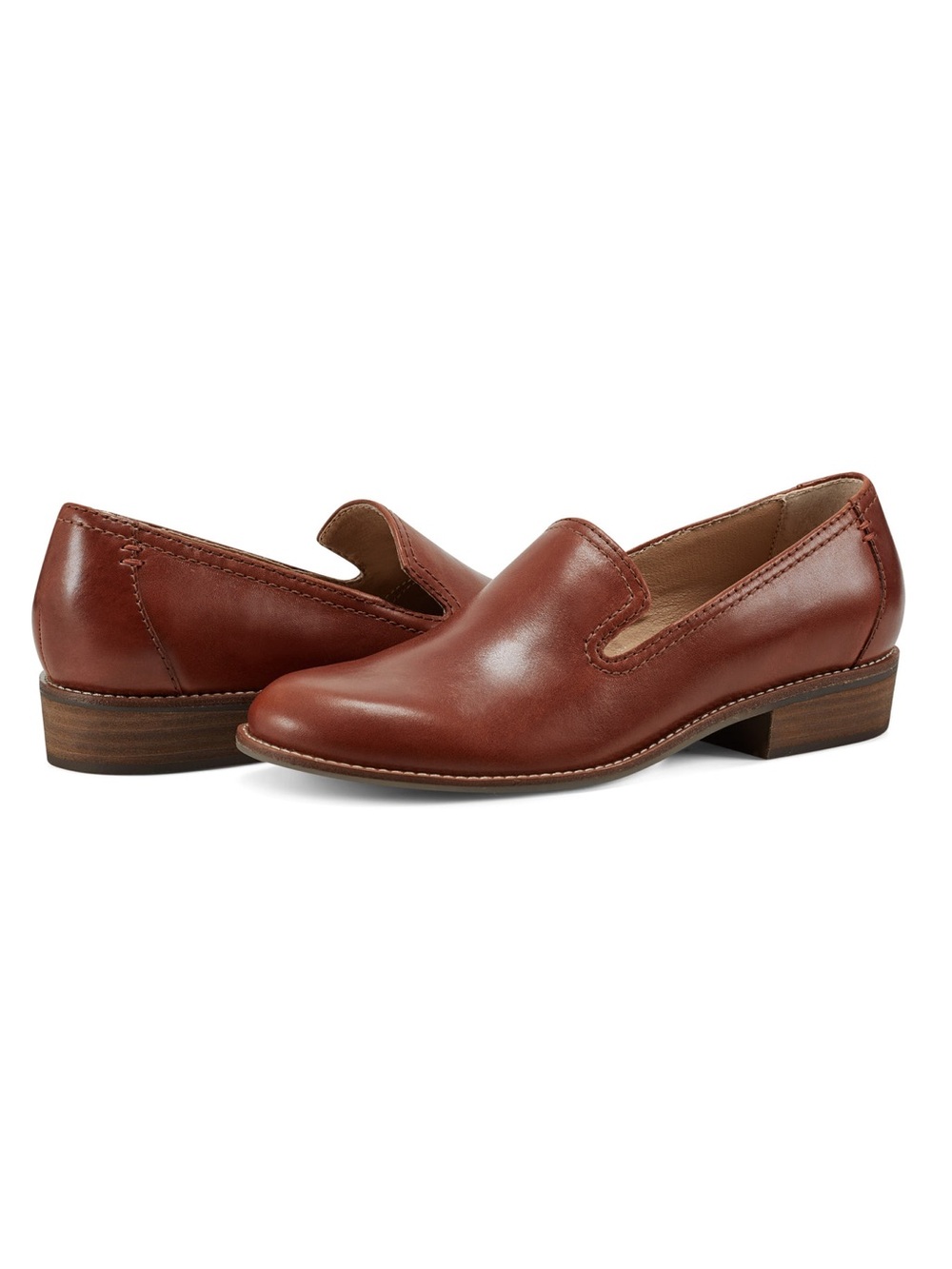 EARTH ~Edna Dark Red 600, Round Toe Casual Slip-on Flat Loafers